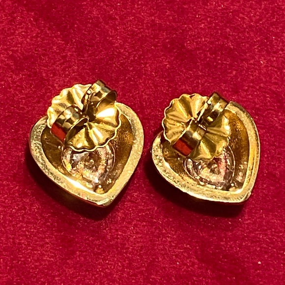 18k Gold Plated Green Enamel & CZ Studs - Picture 3 of 3